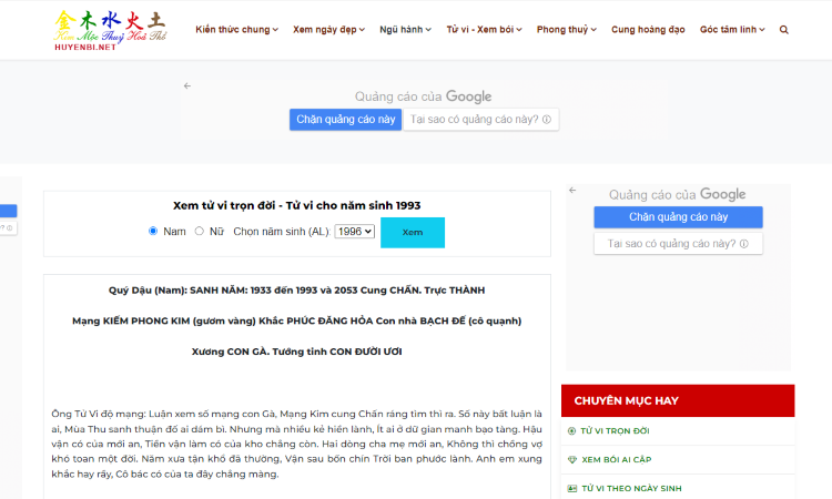 Top 3: xem tử vi cá nhân miễn phí (Google Play)