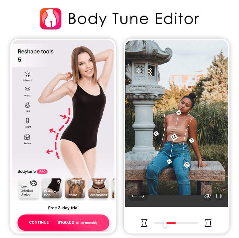 Top 8: Body Tune - Ứng dụng chỉnh sửa hình thể toàn diện