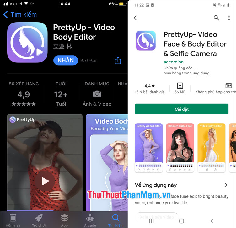 Top 9: PrettyUp - Ứng dụng chỉnh sửa thân hình chuyên nghiệp